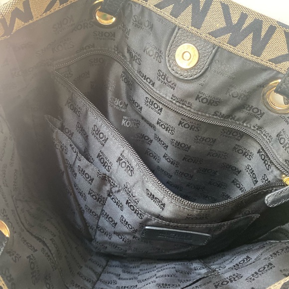Michael Michael Kors jet set North South canvas tote beige black - Picture 8 of 9